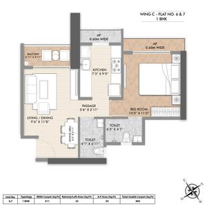 Image of 645 Sq.ft 1 BHK Apartment / Flat for sale in Dombivli West, Thane for Rs. 5252000