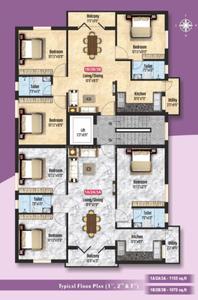 Floor Plan Image of 1070 Sq.ft 3 BHK Apartment / Flat for sale in Adambakkam Chennai for Rs. 12500000