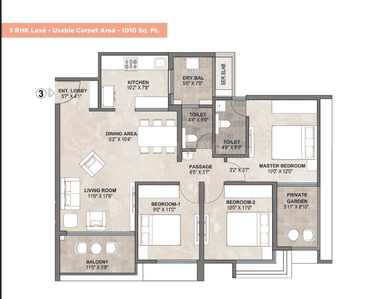 Image of 1132 Sq.ft 2 BHK Apartment / Flat for sale in Siddhashila Treasure Troves, Wakad, Pune for Rs. 8700000
