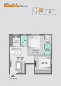 Image of 1110 Sq.ft 2 BHK Apartment / Flat for sale in Kalinga Nagar, Bhubaneswar for Rs. 6900000