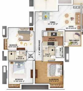 Image of 1655 Sq.ft 3 BHK Apartment / Flat for sale in Tollygunge, Kolkata for Rs. 19000000