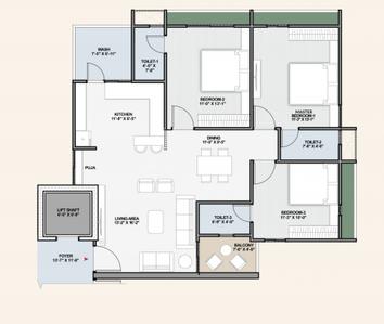 Image of 1816 Sq.ft 3 BHK Apartment / Flat for sale in Chandkheda, Ahmedabad for Rs. 10000000