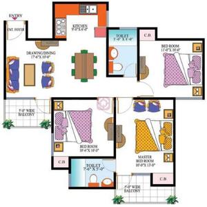Image of 1175 Sq.ft 3 BHK Apartment / Flat for sale in Highend Paradise I, Raj Nagar Extension, Ghaziabad for Rs. 7540000