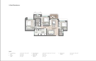 Image of 1500 Sq.ft 3 BHK Apartment / Flat for sale in Lodha Aureus, Sewri, Mumbai for Rs. 44000000