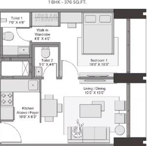 Image of 400 Sq.ft 1 BHK Apartment / Flat for rent in Transcon Triumph Tower 3, Andheri West, Mumbai for Rs. 65000