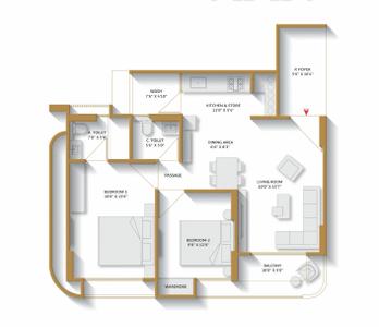 Image of 1575 Sq.ft 2 BHK Apartment / Flat for sale in MBA Om Height, Zundal, Ahmedabad for Rs. 6125000