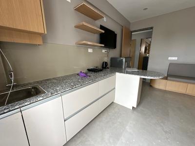Kitchen Image of 500 Sq.ft 1 RK Builder Floor for rent in Mahalakshmi Nagar Indore for Rs. 19000