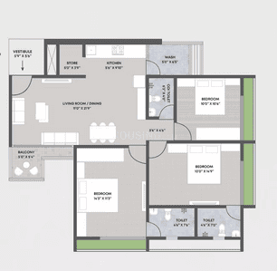 Image of 1845 Sq.ft 3 BHK Apartment / Flat for sale in Sakar Prime, Zundal, Ahmedabad for Rs. 7900000