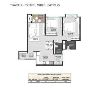 Image of 1127 Sq.ft 2 BHK Apartment / Flat for sale in Ace Ayodhya, Thergaon, Pune for Rs. 9400000