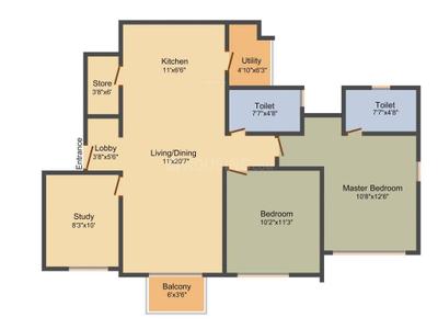 Image of 1850 Sq.ft 3 BHK Apartment / Flat for rent in Adani The Meadows, Shantigram, Ahmedabad for Rs. 37500