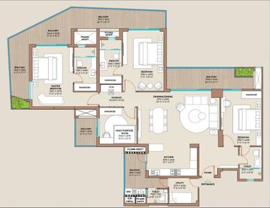 Floor Plan Image of 2592 Sq.ft 3 BHK Apartment / Flat for sale in Aashiana Cocoa County Phase 02, Sector 88A Gurgaon for Rs. 41472000