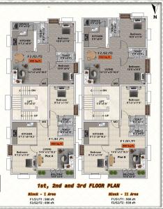 Floor Plan Image of 930 Sq.ft 2 BHK Apartment / Flat for sale in Pallavaram Chennai for Rs. 7400000