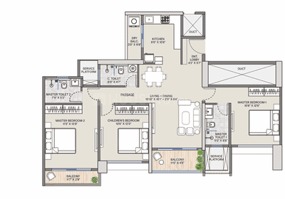 Image of 1633 Sq.ft 3 BHK Apartment / Flat for sale in Punawale, Pune for Rs. 13000000