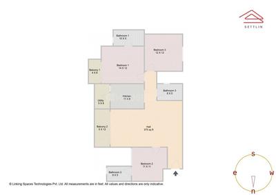 Image of 1599 Sq.ft 3 BHK Apartment / Flat for sale in V. Kallahalli, Bengaluru for Rs. 18950000