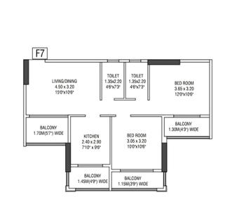 Image of 1164 Sq.ft 2 BHK Apartment / Flat for sale in Vrindavan BVN Vrindavan Estate, Besa, Nagpur for Rs. 5470800