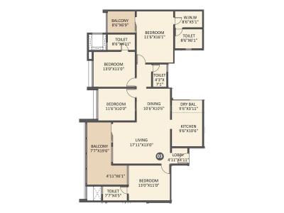 Image of 1070 Sq.ft 2 BHK Apartment / Flat for sale in Silver Meteor, Tathawade, Pune for Rs. 8000000