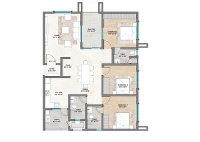 Image of 1573 Sq.ft 3 BHK Apartment / Flat for sale in Ramky Fortuna, K R Puram, Bengaluru for Rs. 18900000