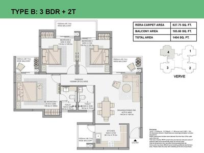 Image of 1404 Sq.ft 3 BHK Apartment / Flat for sale in Eldeco Live By The Greens Phase 1, Sector 150, Noida for Rs. 17000000