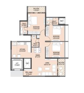 Image of 1486 Sq.ft 3 BHK Apartment / Flat for sale in Yashada Dreamsong, Mamurdi, Pune for Rs. 8700000