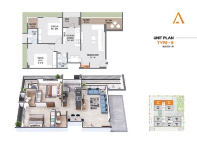 Image of 1440 Sq.ft 2 BHK Apartment / Flat for sale in ALAYAM HEAVEN, Tragad, Ahmedabad for Rs. 6560000