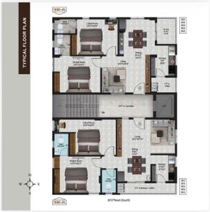 Floor Plan Image of 1080 Sq.ft 2 BHK Apartment / Flat for sale in Pothinamallayya Palem Visakhapatnam for Rs. 5300002
