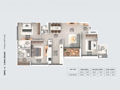 Image of 1194 Sq.ft 2 BHK Apartment / Flat for sale in Rachana Bella Casa Royale Tower A, Baner, Pune for Rs. 10200000