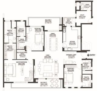 Image of 1642 Sq.ft 3 BHK Apartment / Flat for sale in Experion Windchants, Sector 112, Gurgaon for Rs. 58000000