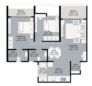 Image of 1077 Sq.ft 2 BHK Apartment / Flat for sale in Kohinoor Westview Reserve Tower A1 A2 A3 And A4, Wakad, Pune for Rs. 9500000