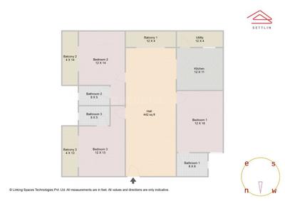 Image of 1957 Sq.ft 3 BHK Apartment / Flat for sale in Konanakunte, Bengaluru for Rs. 16300000