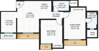 Image of 1050 Sq.ft 2 BHK Apartment / Flat for sale in Raunak Unnathi Woods Supreme, Hiranandani Estate, Thane for Rs. 10900000
