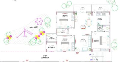 Floor Plan Image of 1600 Sq.ft 3 BHK Apartment / Flat for sale in Narsingi Hyderabad for Rs. 11100000