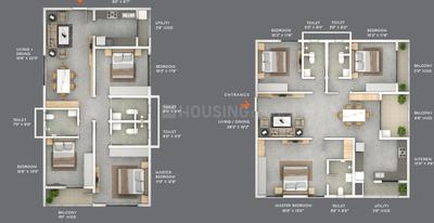 Floor Plan Image of 1350 Sq.ft 3 BHK Apartment / Flat for sale in The Line, Kokapet Hyderabad for Rs. 13300000