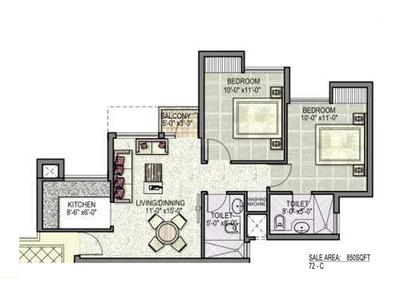 Image of 900 Sq.ft 2 BHK Apartment / Flat for sale in Jaypee Kosmos, Sector 134, Noida for Rs. 8000000