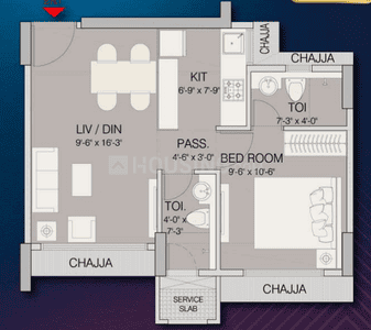 Floor Plan Image of 650 Sq.ft 1 BHK Apartment / Flat for sale in Ruparel Crest, Kurla East Mumbai for Rs. 9500000