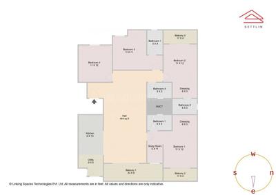 Image of 2410 Sq.ft 4.5 BHK Apartment / Flat for sale in Assetz 63 Degree East Tower B by Assetz Property Group, Kodathi, Bengaluru for Rs. 29500000