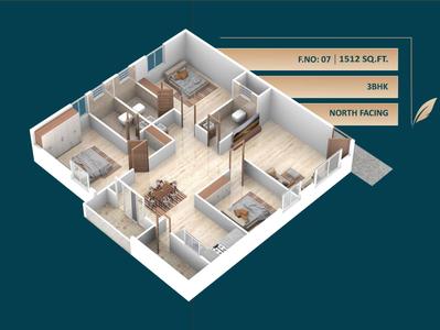 Image of 1512 Sq.ft 3 BHK Apartment / Flat for sale in GM Sri Sai Signature, Horamavu, Bengaluru for Rs. 10300000