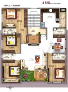 Floor Plan Image of 2100 Sq.ft 4 BHK Apartment / Flat for sale in Pratap Nagar Nagpur for Rs. 16000000