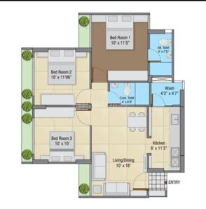 Image of 1314 Sq.ft 3 BHK Apartment / Flat for sale in Laxmi Eternia, Narolgam, Ahmedabad for Rs. 3600000