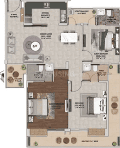 Image of 1505 Sq.ft 3 BHK Apartment / Flat for sale in Eligo, Wave City, Ghaziabad for Rs. 14000000