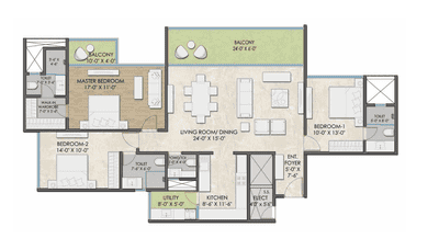 Image of 1898 Sq.ft 3 BHK Apartment / Flat for sale in Aswani The Hyphen, Mohammed Wadi, Pune for Rs. 18500000
