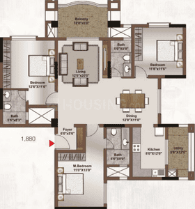 Image of 1880 Sq.ft 3 BHK Apartment / Flat for sale in Legacy Saviero, Horamavu, Bengaluru for Rs. 22900000