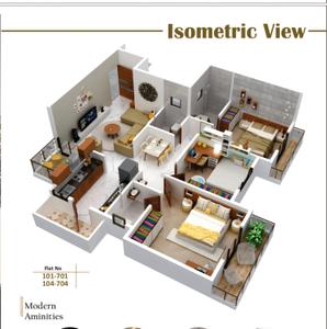 Image of 1450 Sq.ft 3 BHK Apartment / Flat for sale in Khamla, Nagpur for Rs. 11200000