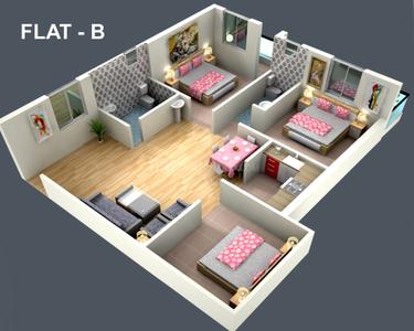 Bedroom Image of 1235 Sq.ft 3 BHK Apartment / Flat for sale in Saraidhella Dhanbad for Rs. 3150000