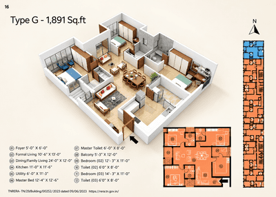 Image of 1808 Sq.ft 3 BHK Apartment / Flat for sale in Anna Nagar West, Chennai for Rs. 40000000
