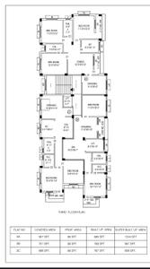 Floor Plan Image of 1244 Sq.ft 3 BHK Apartment / Flat for sale in Salt Lake City Kolkata for Rs. 6468800