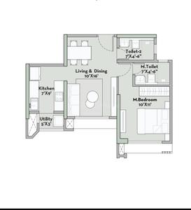 Image of 750 Sq.ft 1 BHK Apartment / Flat for sale in Prestige Garden Trails, Mira Road East, Mira Bhayandar for Rs. 9500000