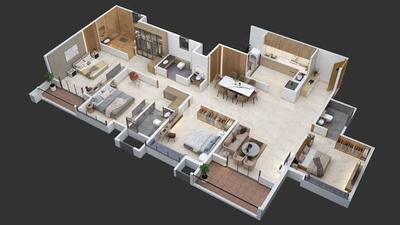 Image of 1466 Sq.ft 3 BHK Apartment / Flat for sale in VTP Earth One, Mahalunge, Pune for Rs. 12700000