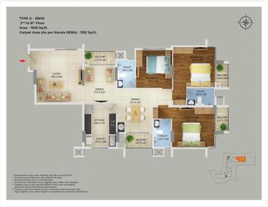 Image of 1925 Sq.ft 3 BHK Apartment / Flat for sale in Palayam, Thiruvananthapuram for Rs. 24062500