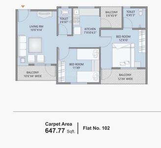 Image of 875 Sq.ft 2 BHK Apartment / Flat for sale in Ashirwad Springs, Moshi, Pune for Rs. 4250000