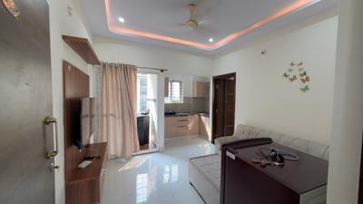 Living Room Image of 700 Sq.ft 1 BHK Apartment / Flat for rent in Nagavara Bengaluru for Rs. 27500